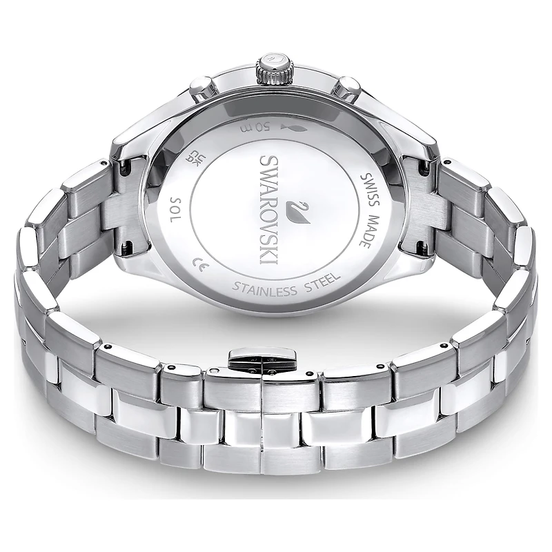 Octea lux sport watch, Swiss Made, Metal bracelet, Purple, Stainless steel by SWAROVSKI