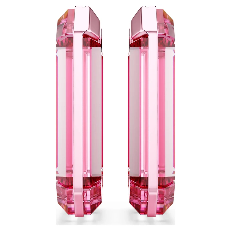 Lucent hoop earrings, Statement, Octagon shape, Pink by SWAROVSKI