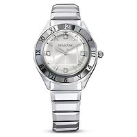Dextera 3-hand watch, 37mm, Swiss Made, Metal bracelet, Silver Tone, Stainless steel by SWAROVSKI