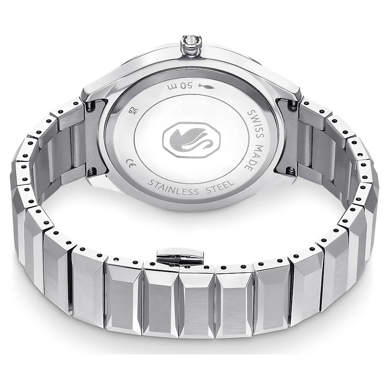 Dextera 3-hand watch, 37mm, Swiss Made, Metal bracelet, Silver Tone, Stainless steel by SWAROVSKI