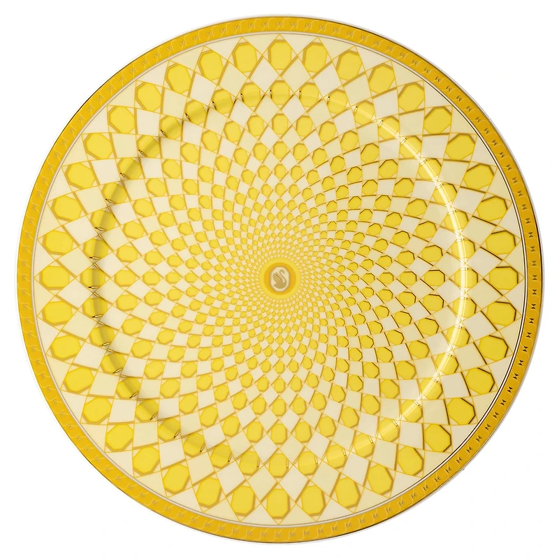 Signum service plate, Porcelain, Large, Yellow by SWAROVSKI