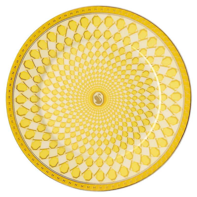 Signum bread plate, Porcelain, Yellow by SWAROVSKI