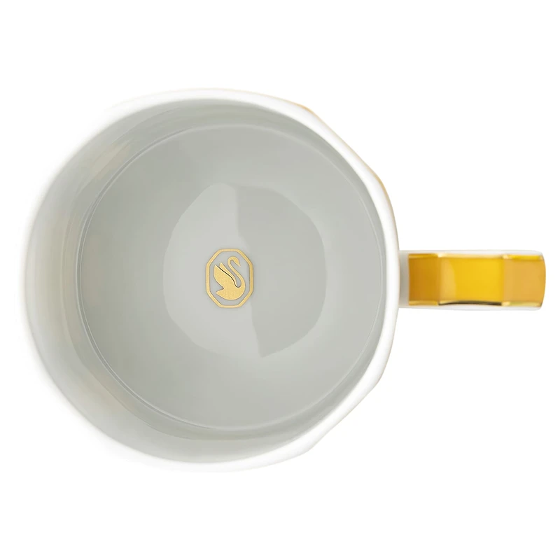 Signum mug with lid, Porcelain, Yellow by SWAROVSKI