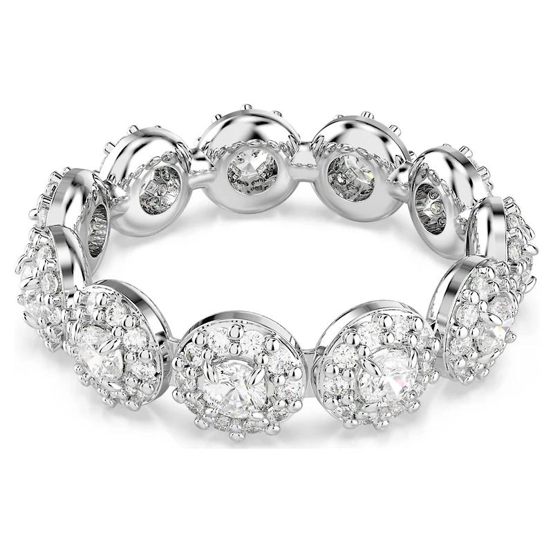 Una Angelic ring, Round cut, White, Rhodium plated