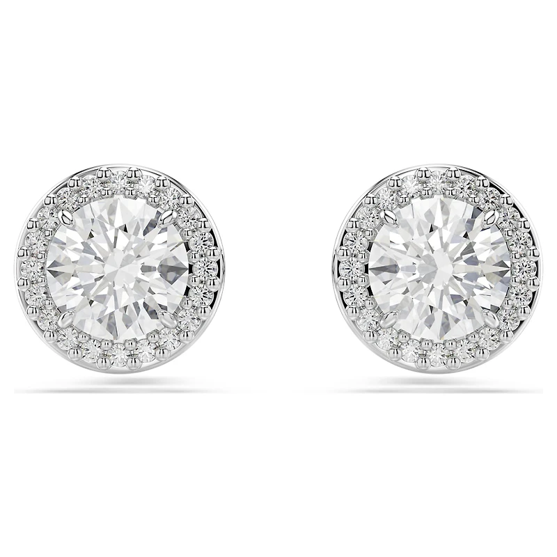 Una Angelic stud earrings, Round cut, Pavé, White