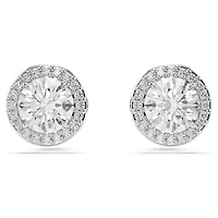 Una Angelic stud earrings, Round cut, Pavé, White