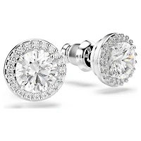 Una Angelic stud earrings, Round cut, Pavé, White, Rhodium plated by SWAROVSKI