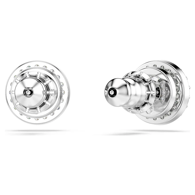 Una Angelic stud earrings, Round cut, Pavé, White