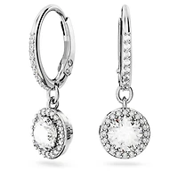 Una Angelic drop earrings, Round cut, Pavé, White