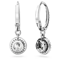 Una Angelic drop earrings, Round cut, Pavé, White, Rhodium plated by SWAROVSKI