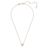 Una Angelic pendant, Round cut, Pavé, White, 18K rose gold finish