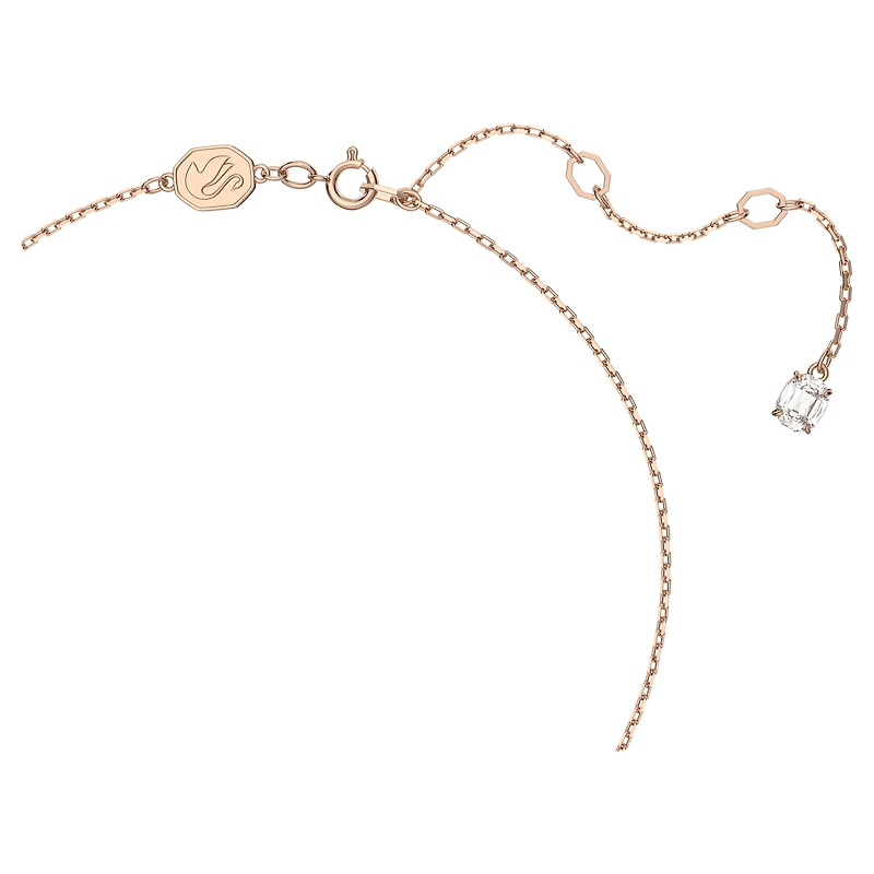Una Angelic pendant, Round cut, Pavé, White, 18K rose gold finish