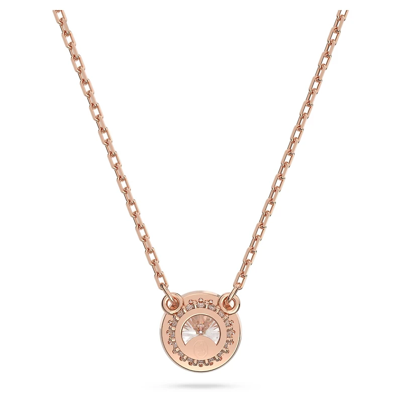 Una Angelic pendant, Round cut, Pavé, White, 18K rose gold finish