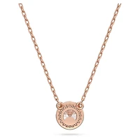 Una Angelic pendant, Round cut, Pavé, White, 18K rose gold finish
