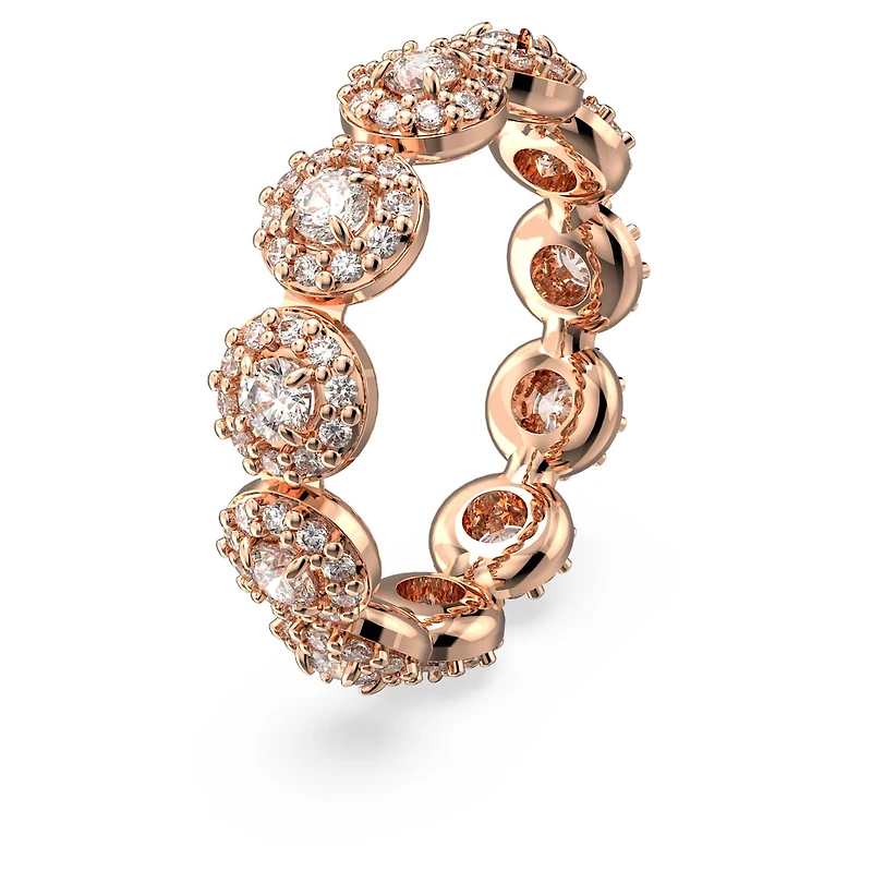 Una Angelic ring, Round cut, White, 18K rose gold finish