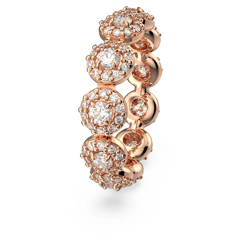 Una Angelic ring, Round cut, White, 18K rose gold finish