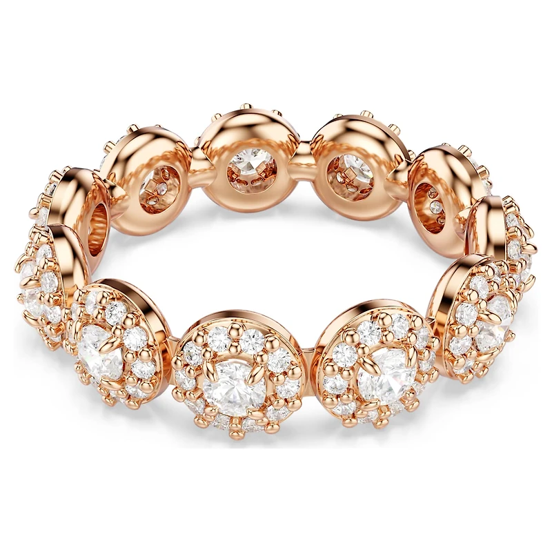 Una Angelic ring, Round cut, White, 18K rose gold finish