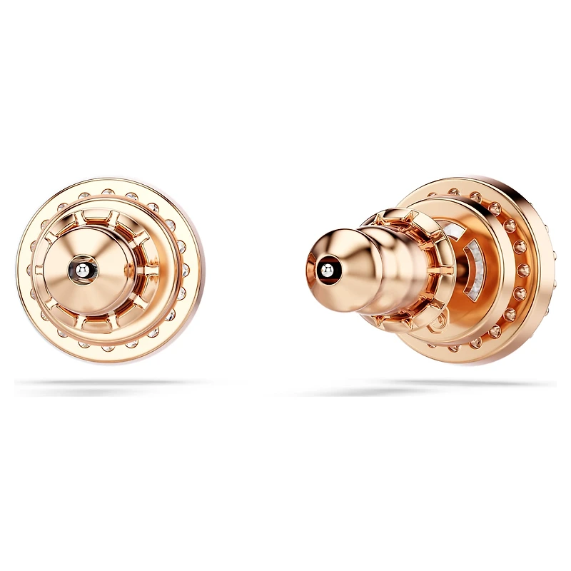 Una Angelic stud earrings, Round cut, Pavé, White, 18K rose gold finish