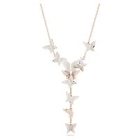 Idyllia Lilia y necklace, Butterfly, White, 18K rose gold finish
