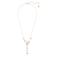 Idyllia Lilia Y necklace, Butterfly, White, 18K rose gold finish