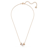 Idyllia Lilia necklace, Butterfly, White, 18K rose gold finish