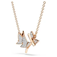 Idyllia Lilia necklace, Butterfly, White, 18K rose gold finish