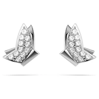 Idyllia Lilia stud earrings, Butterfly, White, Rhodium plated by SWAROVSKI