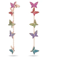 Idyllia Lilia drop earrings, Butterfly, Long, Multicolored, Rose gold-tone plated by SWAROVSKI