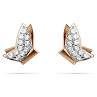 Idyllia Lilia drop earrings, Butterfly, Long, White, 18K rose gold finish