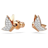 Idyllia Lilia drop earrings, Butterfly, Long, White, 18K rose gold finish