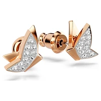Idyllia Lilia stud earrings, Butterfly, White, 18K rose gold finish