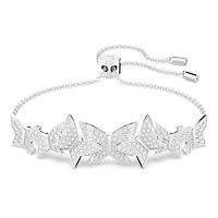 Idyllia Lilia bracelet, Butterfly, White, Rhodium plated by SWAROVSKI