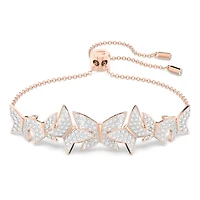 Idyllia Lilia bracelet, Butterfly, White, Rose gold-tone plated by SWAROVSKI