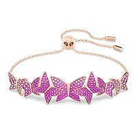 Idyllia Lilia bracelet, Butterfly, Pink, 18K rose gold finish
