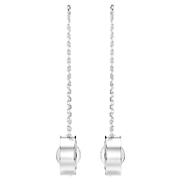 Dextera drop earrings, Pavé, Long, White, Rhodium plated by SWAROVSKI