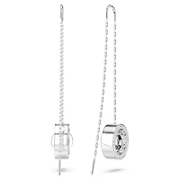 Dextera drop earrings, pavé, Long, White, Rhodium plated by SWAROVSKI