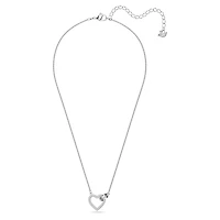 Lovely necklace, Heart, White, Rhodium plated by SWAROVSKI