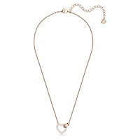 Lovely necklace, Heart, White, 18K rose gold finish