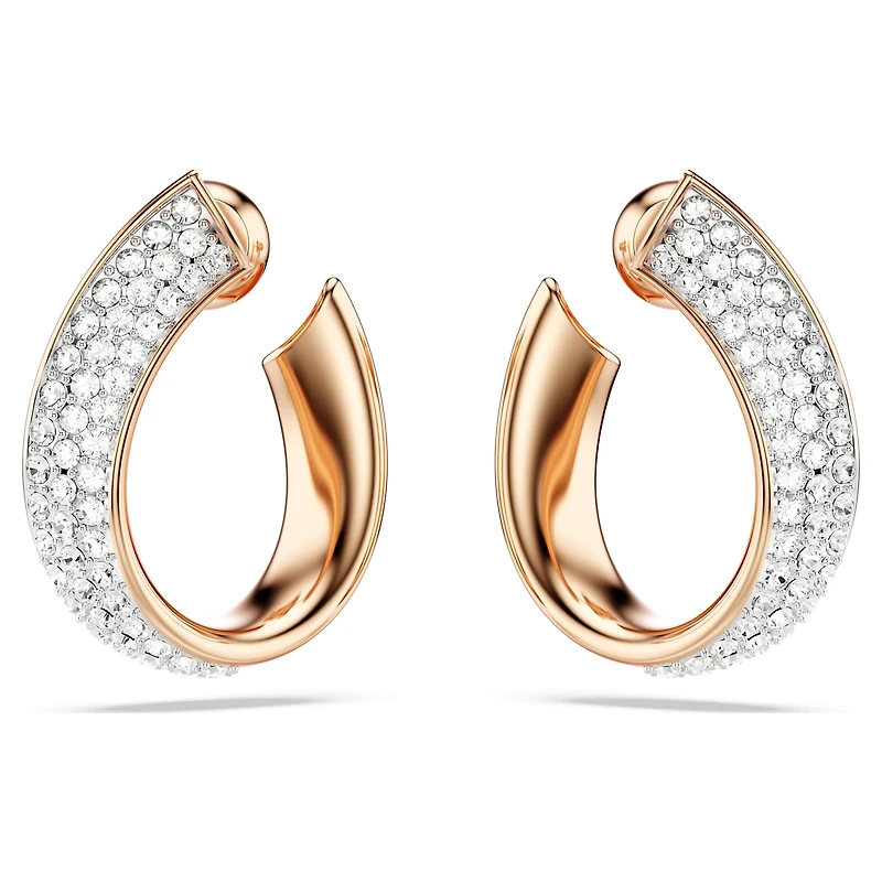 Exist hoop earrings, Small, White, 18K rose gold finish