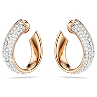 Exist hoop earrings, Small, White, 18K rose gold finish