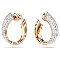 Exist hoop earrings, Small, White, Rose gold-tone plated by SWAROVSKI