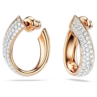 Exist hoop earrings, Small, White, Rose gold-tone plated by SWAROVSKI