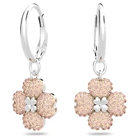 Latisha drop earrings, Flower, Pink, Rhodium plated by SWAROVSKI