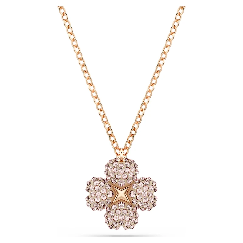 Latisha pendant, Flower, Pink, 18K rose gold finish