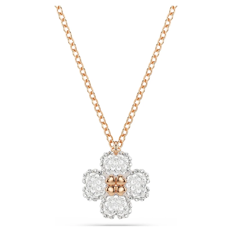 Latisha pendant, Flower, Pink, 18K rose gold finish