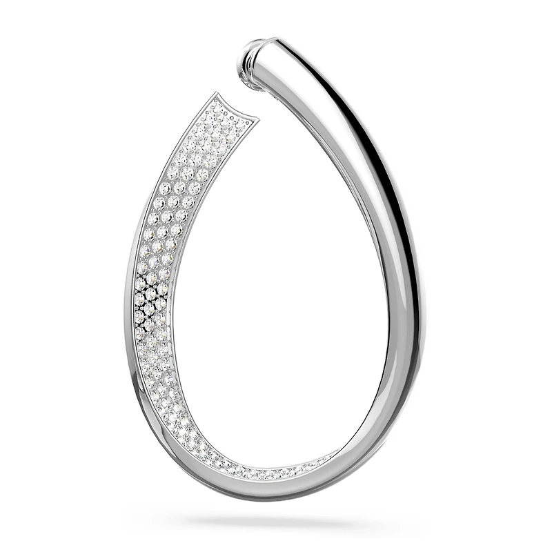 Exist hoop earrings, Medium, White, Rhodium plated by SWAROVSKI