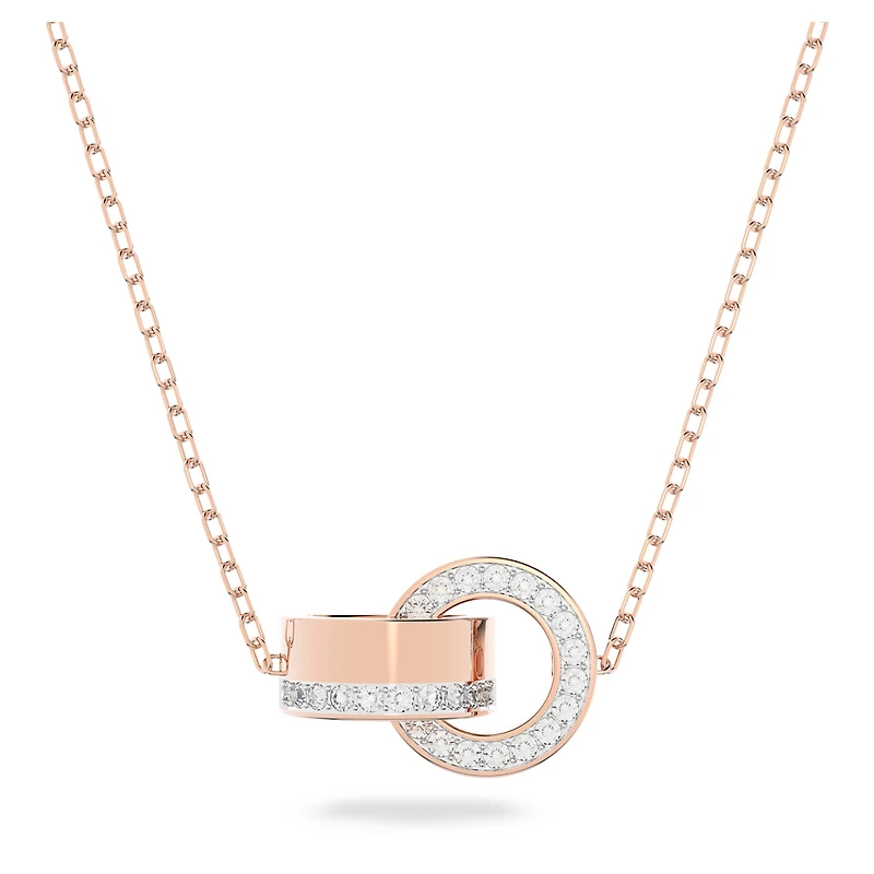 Dextera pendant, Interlocking loop, White, 18K rose gold finish