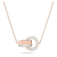 Dextera pendant, Interlocking loop, White, Rose gold-tone plated by SWAROVSKI