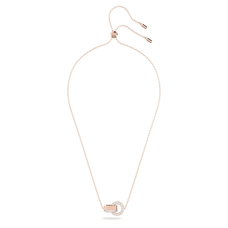 Dextera pendant, Interlocking loop, White, 18K rose gold finish