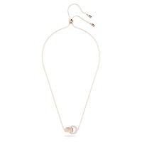 Dextera pendant, Interlocking loop, White, Rose gold-tone plated by SWAROVSKI